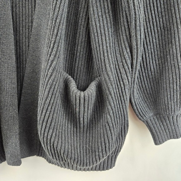 Quince Organic Cotton Charcoal Gray Oversized Open Front Cardigan Sweater M - Picture 2 of 8